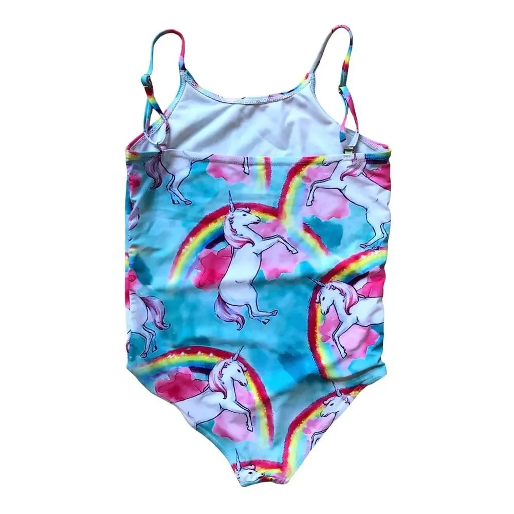 Unicorn Rainbow Swimsuit One Piece Adjustable Straps Girl's Size XL - Picture 4 of 4
